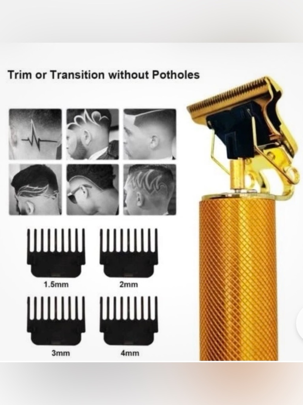 Professional Vintage T9 NWT Cordless Gold Men's Hair Clippers & Cutting machine - Picture 5 of 5